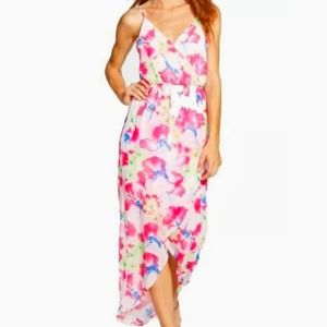 NWT Lush Neon Floral High Low Maxi Dress Size xs